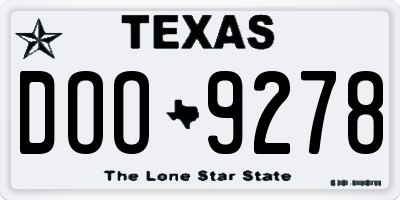 TX license plate DOO9278