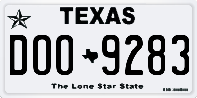 TX license plate DOO9283