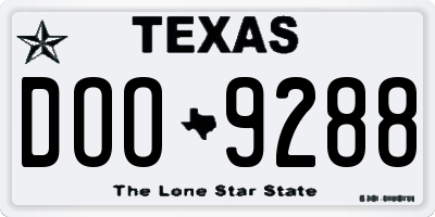 TX license plate DOO9288