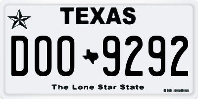 TX license plate DOO9292