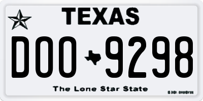 TX license plate DOO9298