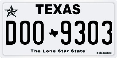 TX license plate DOO9303