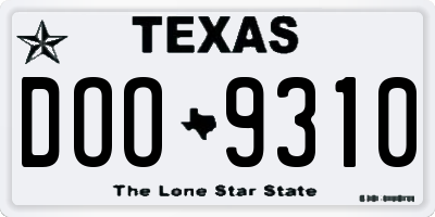 TX license plate DOO9310