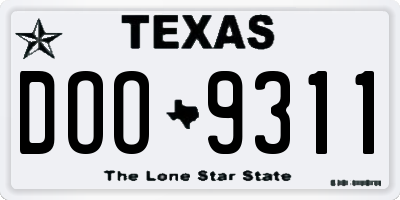 TX license plate DOO9311