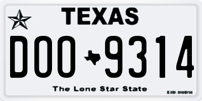 TX license plate DOO9314
