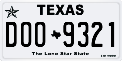 TX license plate DOO9321