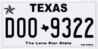 TX license plate DOO9322