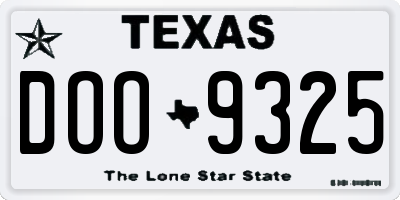 TX license plate DOO9325