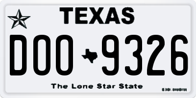 TX license plate DOO9326