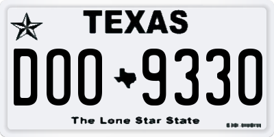 TX license plate DOO9330
