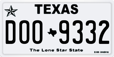 TX license plate DOO9332