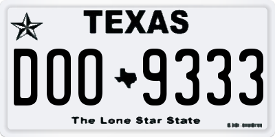 TX license plate DOO9333