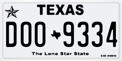 TX license plate DOO9334