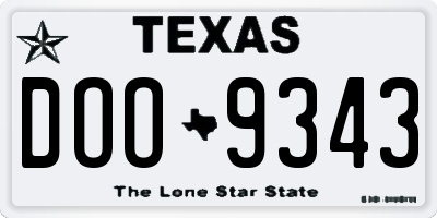 TX license plate DOO9343