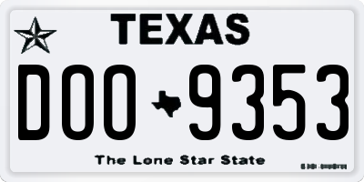 TX license plate DOO9353