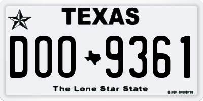 TX license plate DOO9361