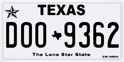 TX license plate DOO9362