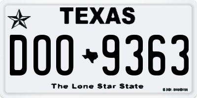 TX license plate DOO9363