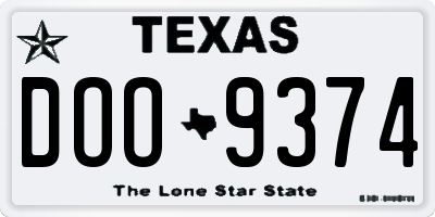 TX license plate DOO9374