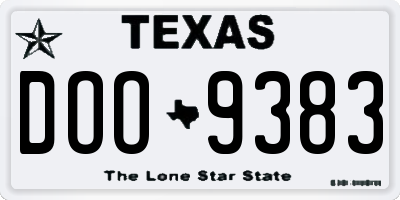 TX license plate DOO9383
