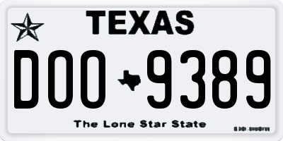 TX license plate DOO9389