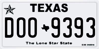 TX license plate DOO9393