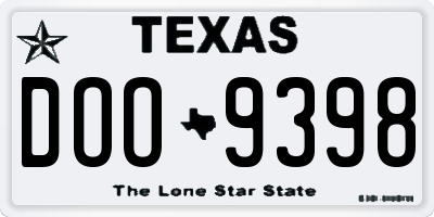 TX license plate DOO9398