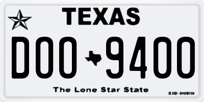 TX license plate DOO9400