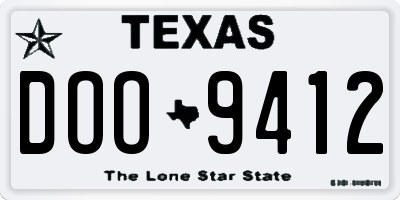 TX license plate DOO9412