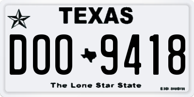 TX license plate DOO9418