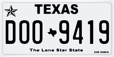 TX license plate DOO9419