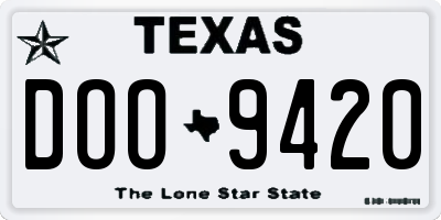 TX license plate DOO9420