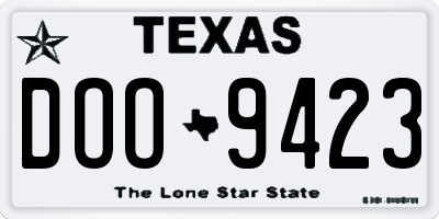 TX license plate DOO9423