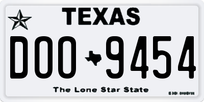 TX license plate DOO9454