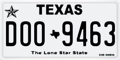 TX license plate DOO9463