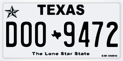 TX license plate DOO9472