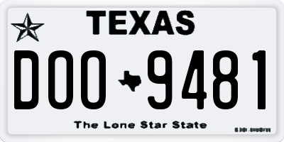 TX license plate DOO9481