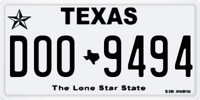 TX license plate DOO9494