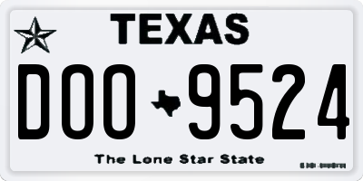 TX license plate DOO9524