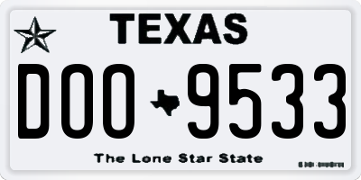 TX license plate DOO9533