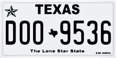 TX license plate DOO9536