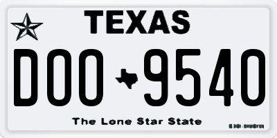 TX license plate DOO9540
