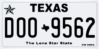 TX license plate DOO9562
