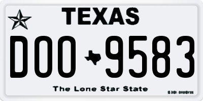TX license plate DOO9583