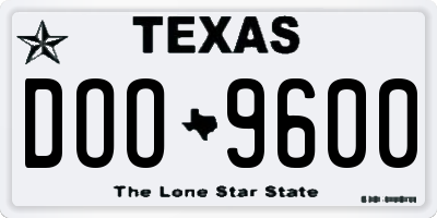 TX license plate DOO9600