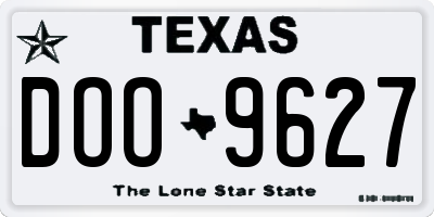 TX license plate DOO9627