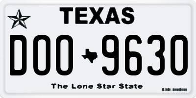 TX license plate DOO9630