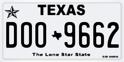 TX license plate DOO9662