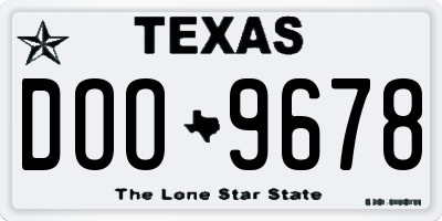 TX license plate DOO9678