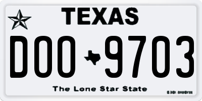 TX license plate DOO9703